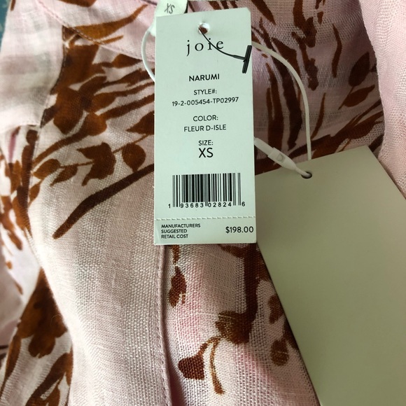 Joie Narumi Fleur D-isle linen oversized blush pink top - Picture 4 of 5